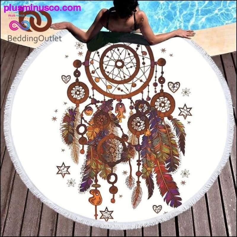 Plus Minus Co Watercolor Tassel Dream-CatcherTapestry/Round Beach Towel