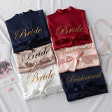 Plus Minus Co Wedding Bride Bridesmaid Robe Dressing Gown Sexy Women Bathrobe Nightgown Short Sleepwear Casual Flower Kimono Geisha M L XL, view 2