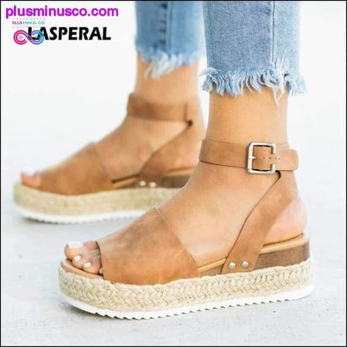Plus Minus Co Wedges Shoes For Women Pumps Sandals Brown High Heels Summer
