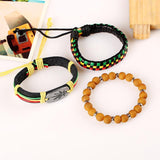 Plus Minus Co Weed Beaded Brown Handmade Woven Leather Bracelet, view 4
