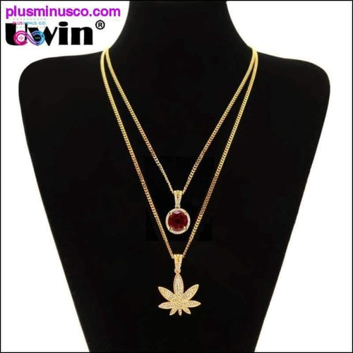 Plus Minus Co Weed Pendant Necklace With 24" Cuban Chain Hiphop Rapper