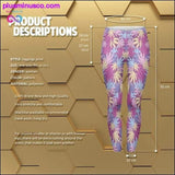 Plus Minus Co Weed Pink Leaves Print Women Leggings Fitness Breathable, view 2