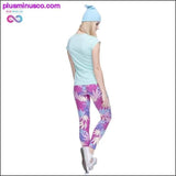 Plus Minus Co Weed Pink Leaves Print Women Leggings Fitness Breathable, view 5
