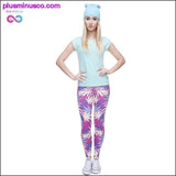 Plus Minus Co Weed Pink Leaves Print Women Leggings Fitness Breathable, view 6