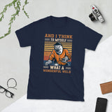 Plus Minus Co Welder and i think to myself what a wonderful weld Unisex Tee, view 2