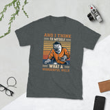 Plus Minus Co Welder and i think to myself what a wonderful weld Unisex Tee, view 3