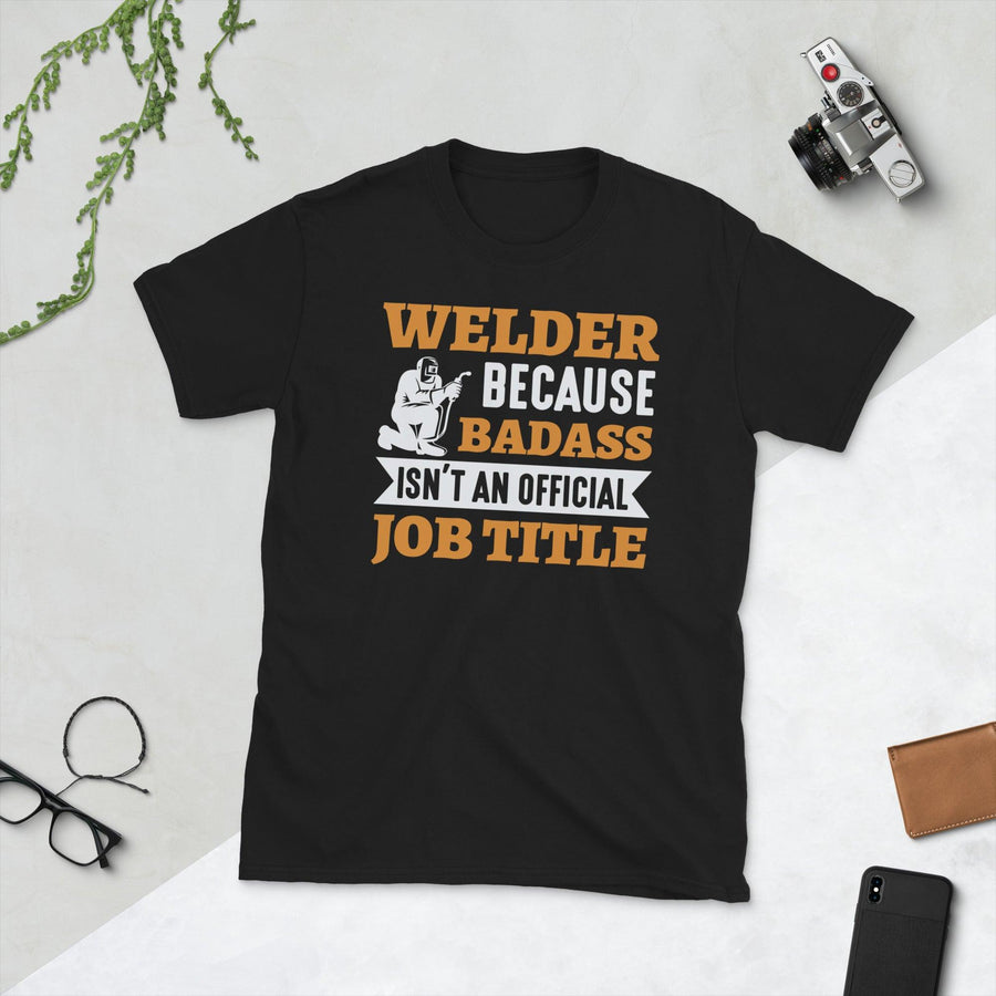 Plus Minus Co Welder because bad ass isn't official job tittle Unisex Tee