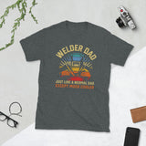 Plus Minus Co Welder Dad just like a normal dad except much cooler Unisex Tee, view 3