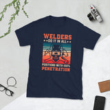 Plus Minus Co Welder Do it in all positions with 100% penetration Unisex Tee, view 2