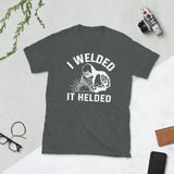 Plus Minus Co Welder I welded it helded Unisex Tee, view 3