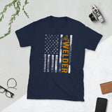 Plus Minus Co Welder Vintage American Flag Unisex Tee, view 2
