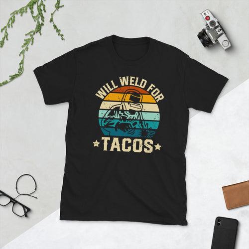 Plus Minus Co Welder Will weld for tacos Unisex Tee