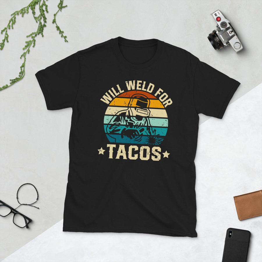 Plus Minus Co Welder Will weld for tacos Unisex Tee