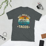 Plus Minus Co Welder Will weld for tacos Unisex Tee, view 3