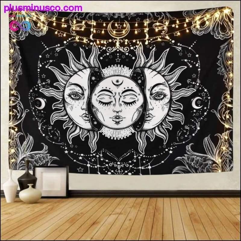 Plus Minus Co White Black Sun Moon Mandala Tapestry Wall Hanging Celestial