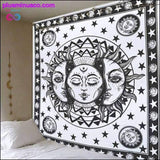 Plus Minus Co White Black Sun Moon Mandala Tapestry Wall Hanging Celestial, view 3