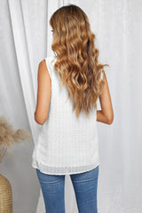 Plus Minus Co White Crochet V Neck Textured Tank Top, view 2