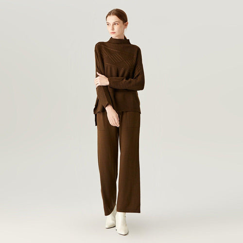Plus Minus Co Wide Leg Lace Up Knitted Pants for Autumn and Winter Women's New Loose Floor Sweeping Knitted Pants
