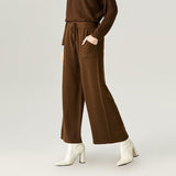 Plus Minus Co Wide Leg Lace Up Knitted Pants for Autumn and Winter Women's New Loose Floor Sweeping Knitted Pants, view 3