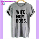 Plus Minus Co WIFE MOM BOSS Letters Print Women Tshirt Cotton Casual Funny, view 2