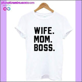 Plus Minus Co WIFE MOM BOSS Letters Print Women Tshirt Cotton Casual Funny, view 3
