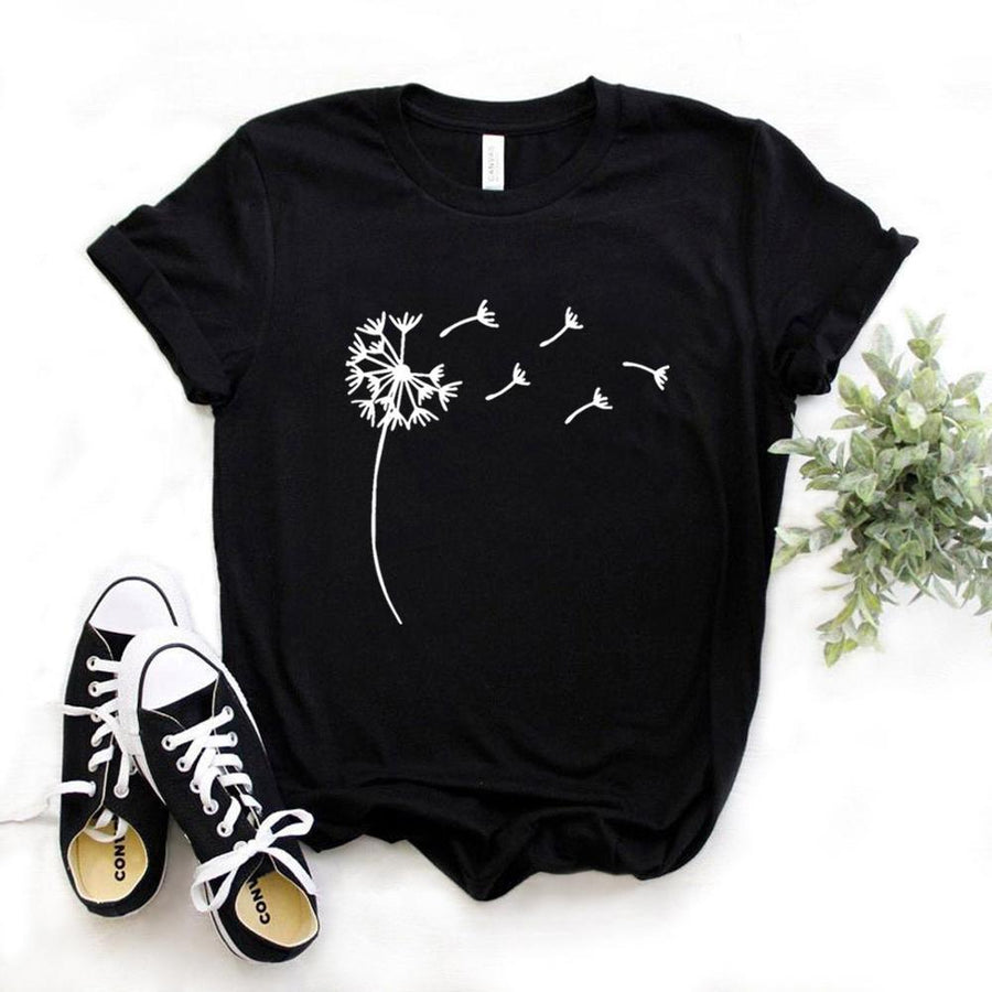 Plus Minus Co Wildflower Dandelion Print Women tshirt Cotton Casual Funny t shirt Gift For Lady Yong Girl Top Tee