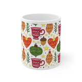 Plus Minus Co Winter Ceramic Mug, Christmas Coffee Mug, Winter Floral Mug, Christmas Gift For Her, Winter Christmas Tea Cup, Christmas Tree Ornaments Mug, view 2
