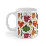 Plus Minus Co Winter Ceramic Mug, Christmas Coffee Mug, Winter Floral Mug, Christmas Gift For Her, Winter Christmas Tea Cup, Christmas Tree Ornaments Mug, view 3