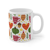 Plus Minus Co Winter Ceramic Mug, Christmas Coffee Mug, Winter Floral Mug, Christmas Gift For Her, Winter Christmas Tea Cup, Christmas Tree Ornaments Mug, view 4