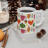 Plus Minus Co Winter Ceramic Mug, Christmas Coffee Mug, Winter Floral Mug, Christmas Gift For Her, Winter Christmas Tea Cup, Christmas Tree Ornaments Mug, view 5