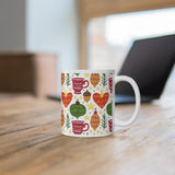 Plus Minus Co Winter Ceramic Mug, Christmas Coffee Mug, Winter Floral Mug, Christmas Gift For Her, Winter Christmas Tea Cup, Christmas Tree Ornaments Mug, view 6