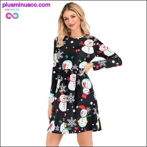 Plus Minus Co Winter Christmas Dresses Women Vintage Robe Swing Pinup