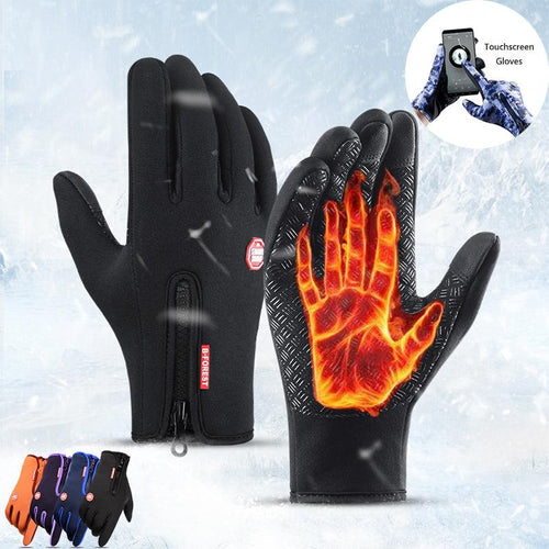 Plus Minus Co Winter Gloves Touch Screen Riding Motorcycle Sliding Waterproof Sports Gloves With Fleece