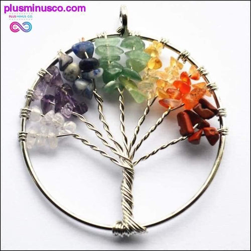 Plus Minus Co Wisdom Tree Charm 7 Chakra Reiki Healing Tree of Life