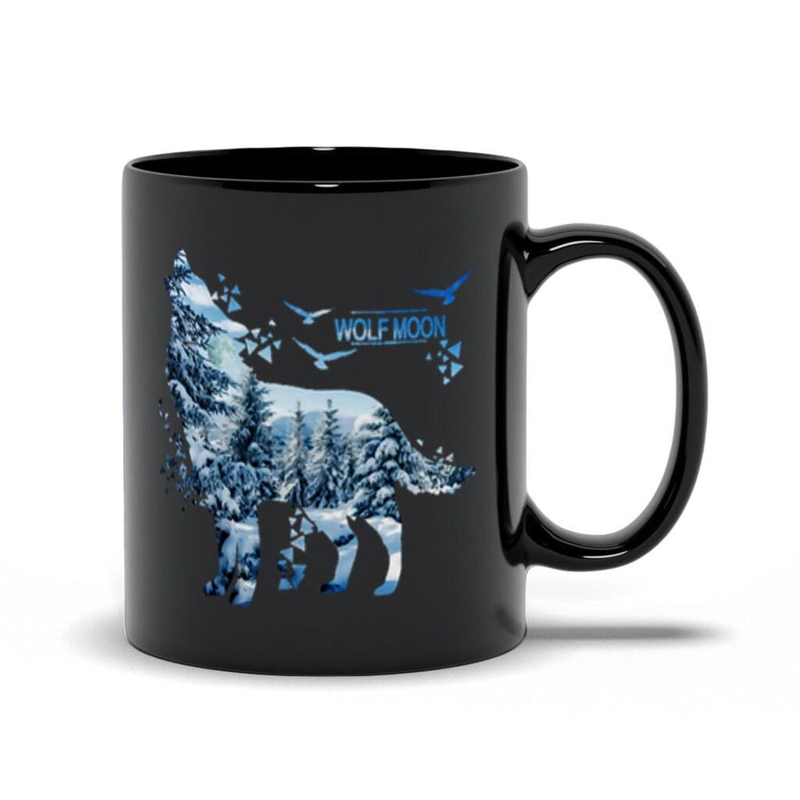 Plus Minus Co Wolf Moon Black Mugs,Cute Wolf Lover Gift, Animal Wolfdog, Howling Wolf Girls Costume, Present, Hoodie Sweatshirt