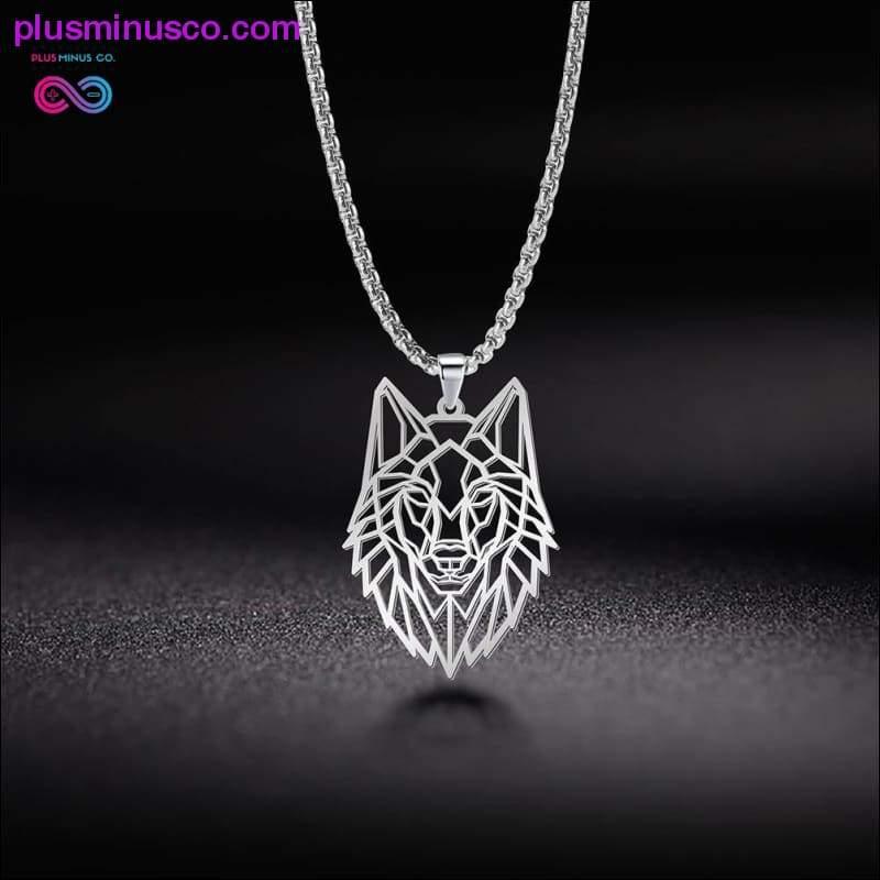 Plus Minus Co Wolf Pendant Hollow Cut Out Unisex Necklace 316L Stainless
