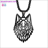 Plus Minus Co Wolf Pendant Hollow Cut Out Unisex Necklace 316L Stainless, view 2