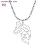 Plus Minus Co Wolf Pendant Hollow Cut Out Unisex Necklace 316L Stainless, view 4