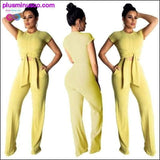 Plus Minus Co Women bandage o-neck long sleeve crop top full pants, view 2