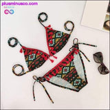 Plus Minus Co Women Bikini Sexy Ladies Push Up Swimwear Boho Print Beach, view 2