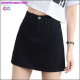 Plus Minus Co Women Button Denim Jeans Bodycon Mini Skirts Stretch High, view 3