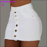 Plus Minus Co Women Button Denim Jeans Bodycon Mini Skirts Stretch High, view 4