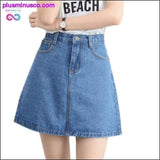 Plus Minus Co Women Button Denim Jeans Bodycon Mini Skirts Stretch High, view 5