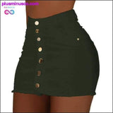 Plus Minus Co Women Button Denim Jeans Bodycon Mini Skirts Stretch High, view 6