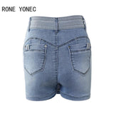 Plus Minus Co Women Casual Drawstring Pocket Skinny Straight Jeans Denim Skirt Shorts, view 4
