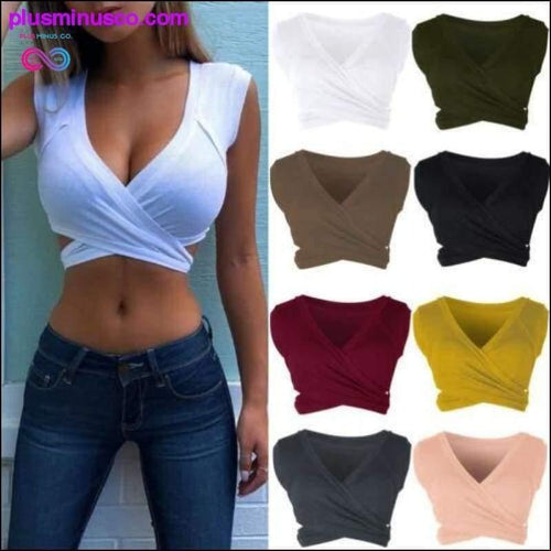 Plus Minus Co Women Casual Sleeveless Tank Tops Bandage Vest Crop Tops