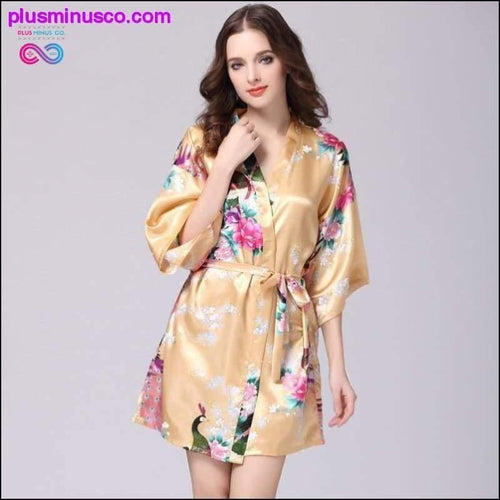 Plus Minus Co Women Faux Silk Robe Satin Wedding Bride Robe Large Size