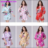 Plus Minus Co Women Faux Silk Robe Satin Wedding Bride Robe Large Size, view 5