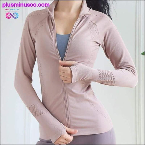 Plus Minus Co Fitness Jacket Long Sleeve Sport Tops Gym Tight Yoga Shirts