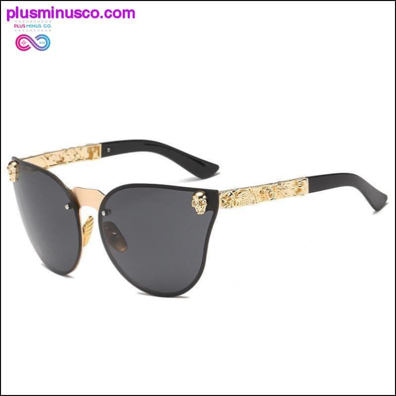 Plus Minus Co Gothic Sunglasses Skull Frame Metal Temple High Quality Sun